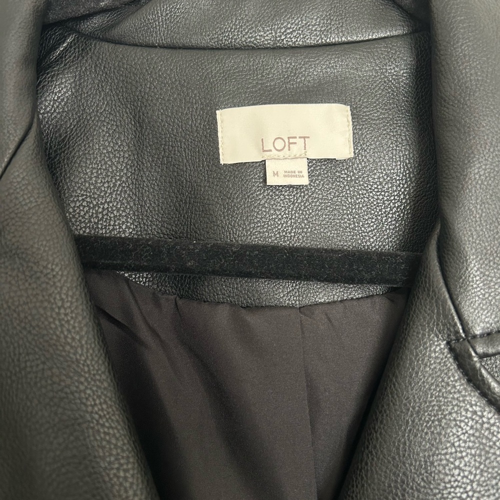 LOFT Black Faux Leather Moto Jacket - Picture 3 of 5